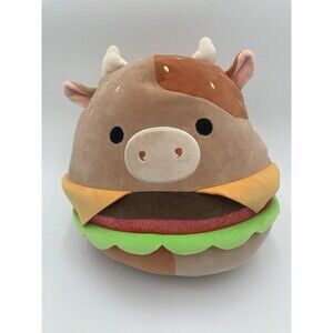 Squishmallows Delmar the Cow Burger 12 inch Plush Release 2025 EUC